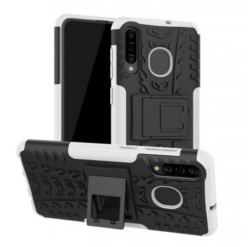 Samsung Galaxy A20 Hybrid Rugged PC + TPU Kickstand Case White