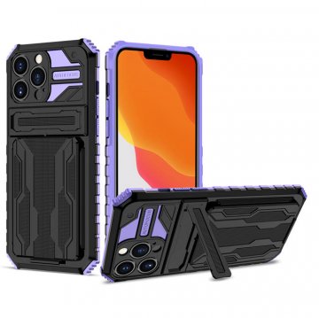 iPhone 13 Pro Max Card Slot Kickstand Shockproof Case Purple