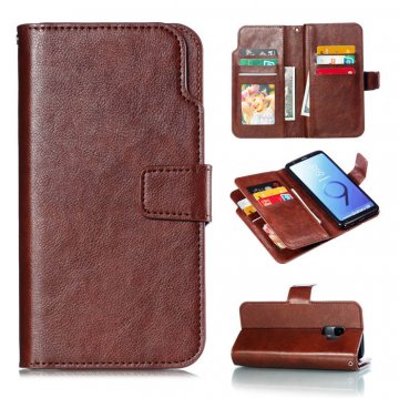 Samsung Galaxy S9 Wallet 9 Card Slots Stand Leather Case Brown
