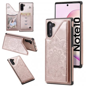 Samsung Galaxy Note 10 Embossed Wallet Magnetic Stand Case Rose Gold