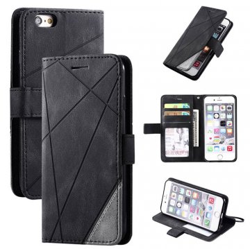 iPhone 6/6s Wallet Splicing Kickstand PU Leather Case Black