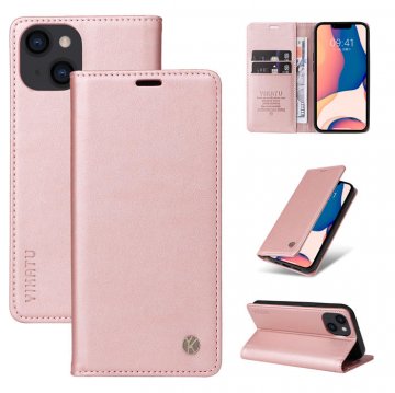 YIKATU iPhone 13 Mini Wallet Kickstand Magnetic Case Rose Gold