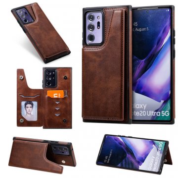 Samsung Galaxy Note 20 Ultra Luxury Leather Magnetic Card Slots Stand Cover Coffee