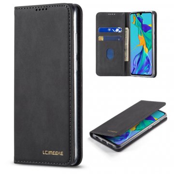 LC.IMEEKE Huawei P30 Wallet Magnetic Kickstand Case Black