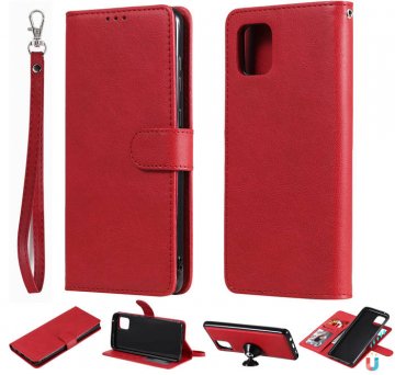 Samsung Galaxy A81/Note 10 Lite Wallet Detachable 2 in 1 Case Red