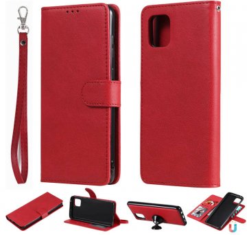 Samsung Galaxy A81/Note 10 Lite Wallet Detachable 2 in 1 Case Red