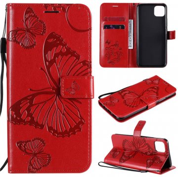OPPO Realme C11 Embossed Butterfly Wallet Magnetic Stand Case Red
