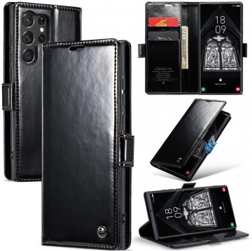 CaseMe Samsung Galaxy S23 Ultra Wallet Magnetic Case Black