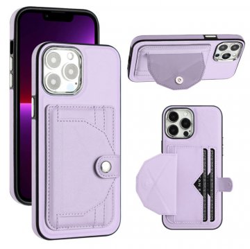 Silm Wallet Design Kickstand Card Holder Phone Case Purple