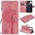 OnePlus Nord N10 5G Embossed Tree Cat Butterfly Wallet Stand Case Pink