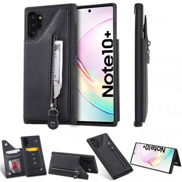 Samsung Galaxy Note 10 Plus Card Slots Magnetic Shockproof Cover Black