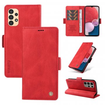 YIKATU Samsung Galaxy A23 4G Skin-touch Wallet Kickstand Case Red