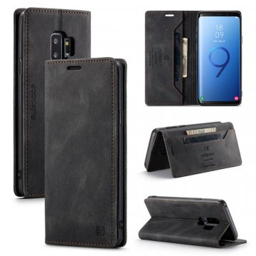 Autspace Samsung Galaxy S9 Plus Wallet Kickstand Case Black