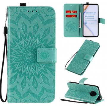 Xiaomi Redmi K30 Pro Embossed Sunflower Wallet Stand Case Green