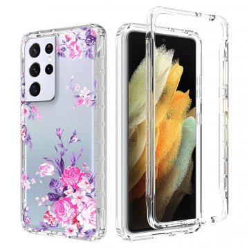 Samsung Galaxy S21 Ultra Clear Bumper TPU Rose Flowers Case