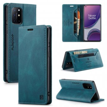 Autspace OnePlus 8T Wallet Kickstand Magnetic Case Blue
