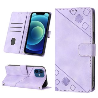 Skin-friendly iPhone 12/12 Pro Wallet Stand Case with Wrist Strap Purple