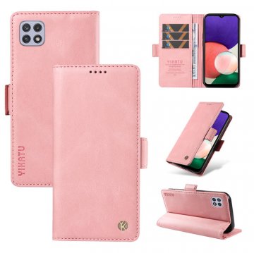 YIKATU Samsung Galaxy A22 4G Skin-touch Wallet Kickstand Case Pink