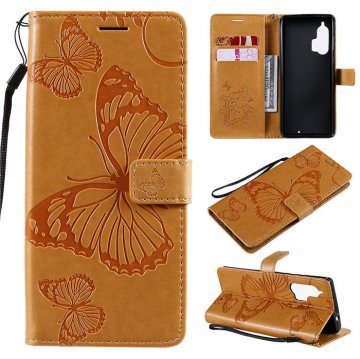Motorola Edge Plus Embossed Butterfly Wallet Magnetic Stand Case Yellow