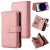 Multi-Functional Zipper Wallet 15 Card Slots Stand Leather Phone Case Pink