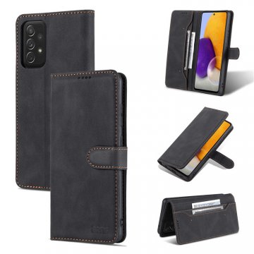 AZNS Samsung Galaxy A72 5G Wallet Kickstand Magnetic Case Black