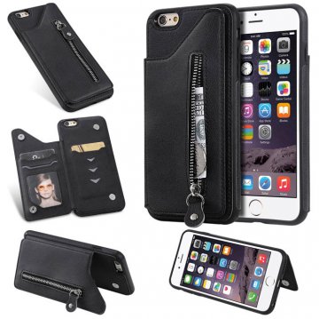 iPhone 6 Plus/6s Plus Wallet Magnetic Stand Shockproof Cover Black