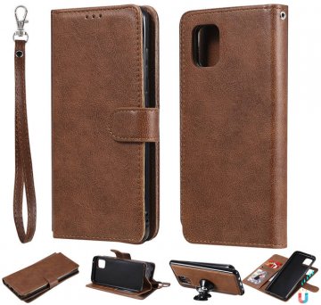 Samsung Galaxy A81/Note 10 Lite Wallet Detachable 2 in 1 Case Brown
