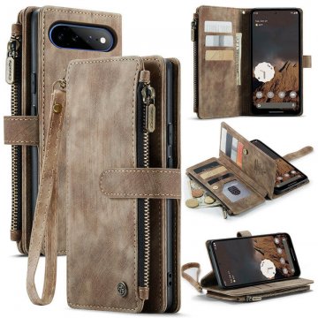 CaseMe Google Pixel 11 Pro XL Wallet Case with Zipper Pocket & Wireless Charging Coffee