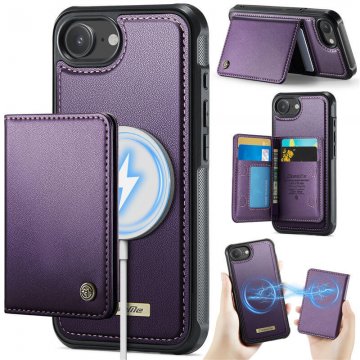 CaseMe iPhone 17e 2-in-1 Detachable Magnetic Wallet Case with RFID Blocking, Card Holder & MagSafe Compatible - Purple
