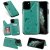iPhone 11 Pro Max Bee and Cat Embossing Card Slots Stand Cover Green