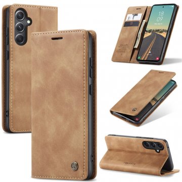 CaseMe Samsung Galaxy S23 FE Wallet Suede Leather Case Brown