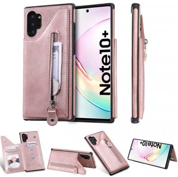 Samsung Galaxy Note 10 Plus Card Slots Magnetic Shockproof Cover Rose Gold