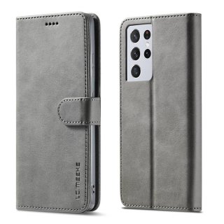 LC.IMEEKE Samsung Galaxy S21 Ultra Wallet Stand PU Leather Case Gray