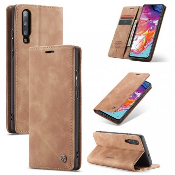 CaseMe Samsung Galaxy A70 Wallet Kickstand Magnetic Case Brown