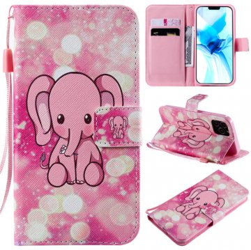 iPhone 12 Pro Embossed Pink Elephant Wallet Magnetic Stand Case