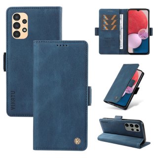 YIKATU Samsung Galaxy A72 Skin-touch Wallet Kickstand Case Blue