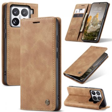 CaseMe Xiaomi 15 Pro Wallet Magnetic Suede Leather Case Brown