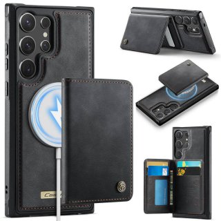 CaseMe Samsung Galaxy S24 Ultra Detachable Magnetic Wallet Case with RFID Blocking & Wireless Charging - Black