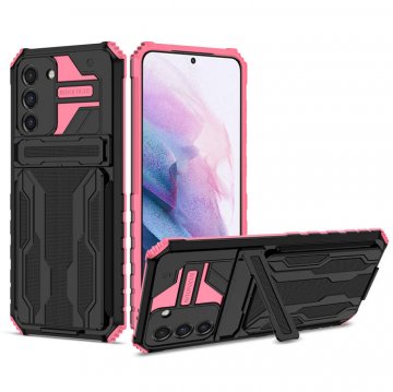 Samsung Galaxy S21 Plus Card Slot Kickstand Shockproof Case Pink