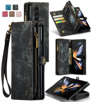 CaseMe Samsung Galaxy Z Fold4 Zipper Wallet Case Black