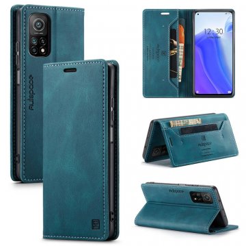 Autspace Xiaomi Mi 10T/10T Pro Wallet Kickstand Magnetic Case Blue