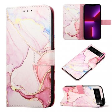 Marble Pattern Google Pixel 7 Pro Wallet Stand Case Rose Gold