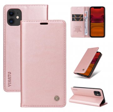 YIKATU iPhone 11 Wallet Kickstand Magnetic Case Rose Gold