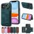 For iPhone 11 Card Holder Ring Kickstand PU Leather Case Green