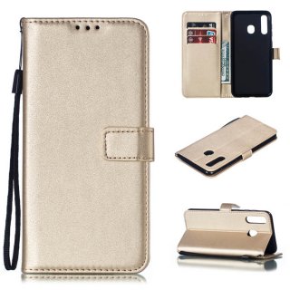 Samsung Galaxy A20 Wallet Kickstand Magnetic Leather Case Gold