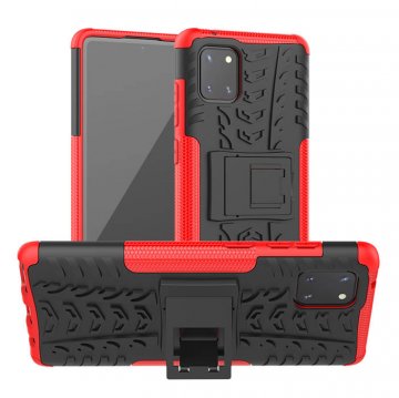 Samsung Galaxy A81/Note 10 Lite Hybrid Rugged PC + TPU Kickstand Case Red