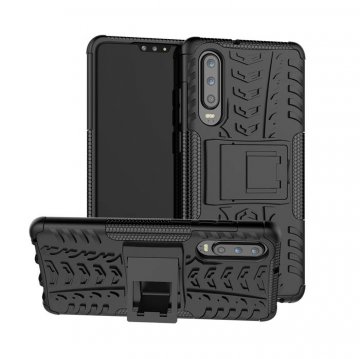 Huawei P30 Hybrid Rugged PC + TPU Kickstand Case Black