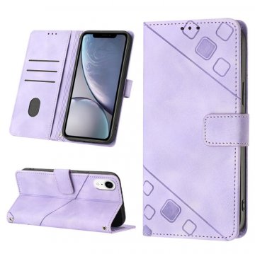 Skin-friendly iPhone XR Wallet Stand Case with Wrist Strap Purple