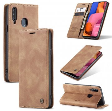CaseMe Samsung Galaxy A20S Wallet Kickstand Magnetic Case Brown