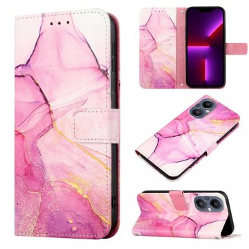 Marble Pattern OnePlus Nord N20 5G Wallet Stand Case Purple Gold